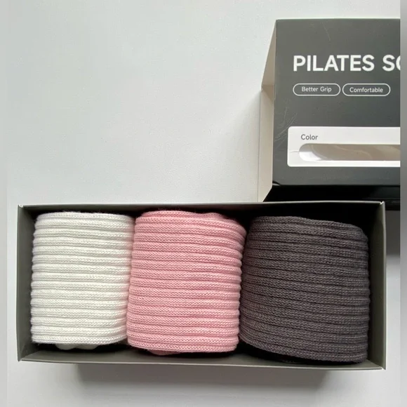 Rolling Bunny Pilates Socks, Barre Yoga Socks 3 Pairs Premium Cotton-Blend Socks - Picture 13 of 13
